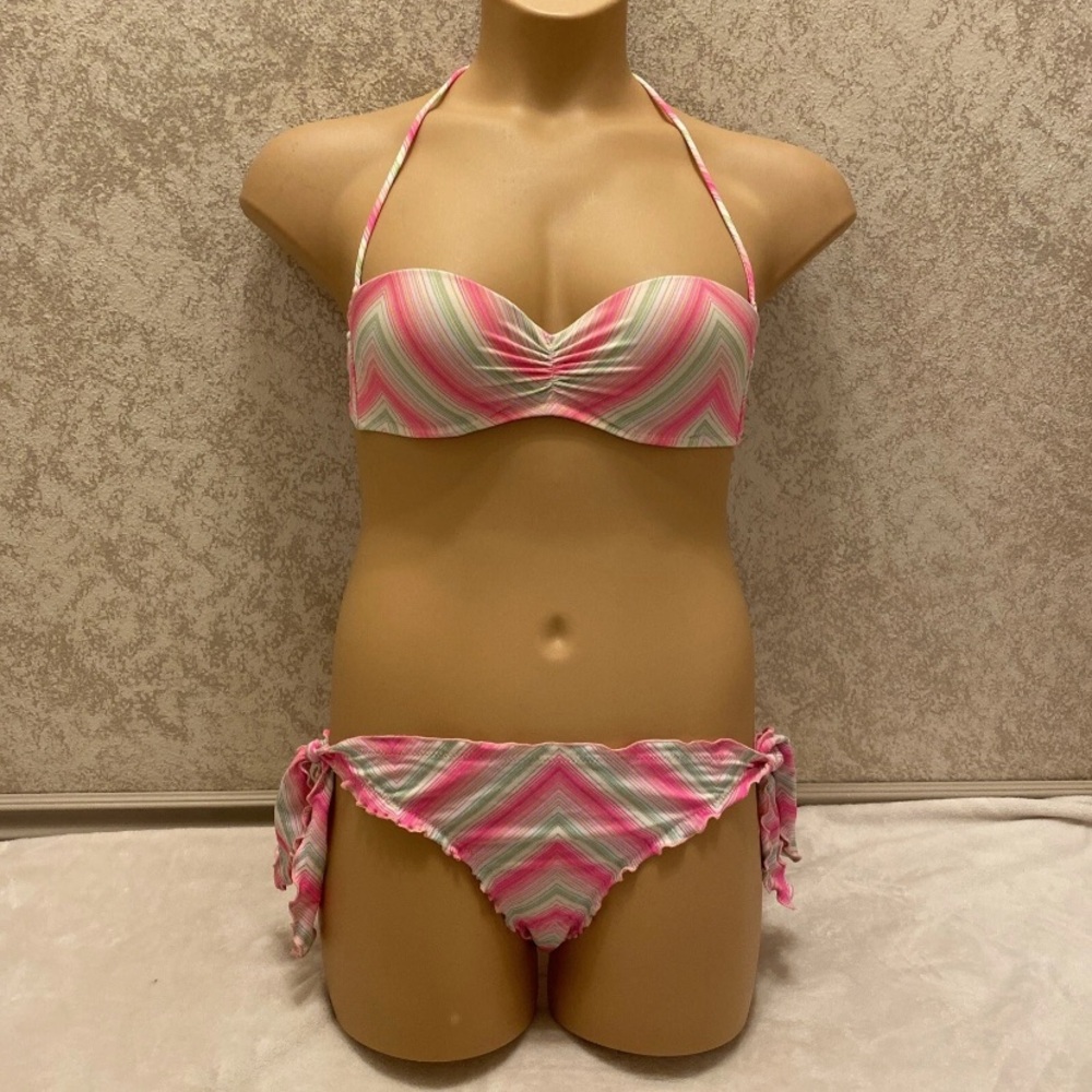 Victoria's Secret Pink and Green Chevron Bikini